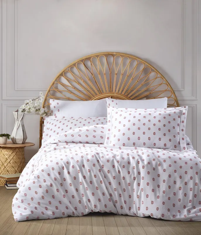 Set lenjerie de pat dublă Oslo, Diverse culori, 240x260 cm - Roșu cărămiziu - Alb