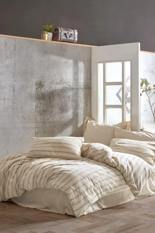 Set lenjerie de pat dublă Solaris, Diverse culori, 240x260 cm - Verde - Crem