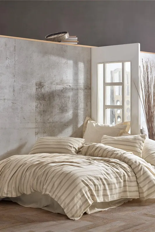 Set lenjerie de pat dublă Solaris, Diverse culori, 240x260 cm - Mink - Crem