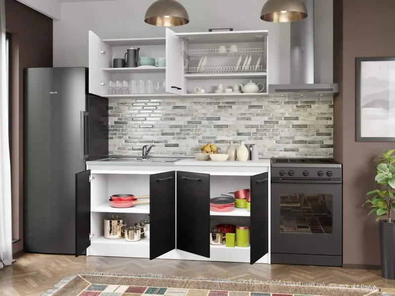 Set Mobila Bucatarie Mina Yang 160 Ferrara/Alb C131 — imaginea 2