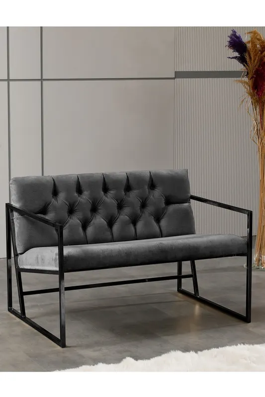 Canapea fixă 2 locuri Oslo, Diverse culori, 109x75x74 cm - Fumuriu