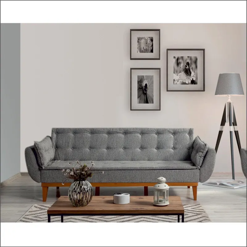 Canapea extensibilă 3 locuri Fiona, Diverse culori, 217x82x80 cm - Gri deschis