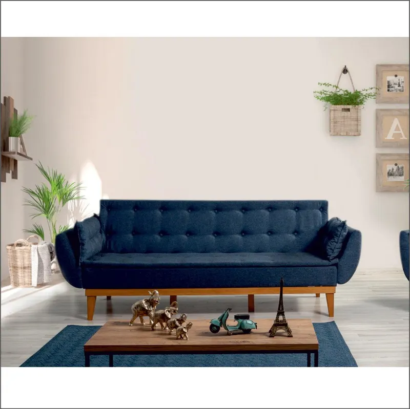 Canapea extensibilă 3 locuri Fiona, Diverse culori, 217x82x80 cm - Albastru închis