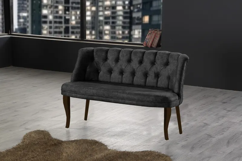 Canapea fixă 2 locuri Roma lemn nuc, Diverse culori, 118x48x80 cm - Fumuriu