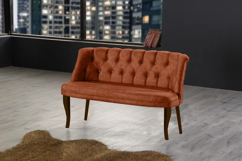 Canapea fixă 2 locuri Roma lemn nuc, Diverse culori, 118x48x80 cm - Roșu cărămiziu