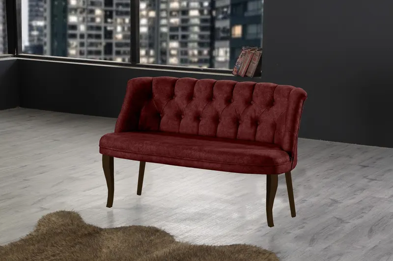 Canapea fixă 2 locuri Roma lemn nuc, Diverse culori, 118x48x80 cm - Bordo