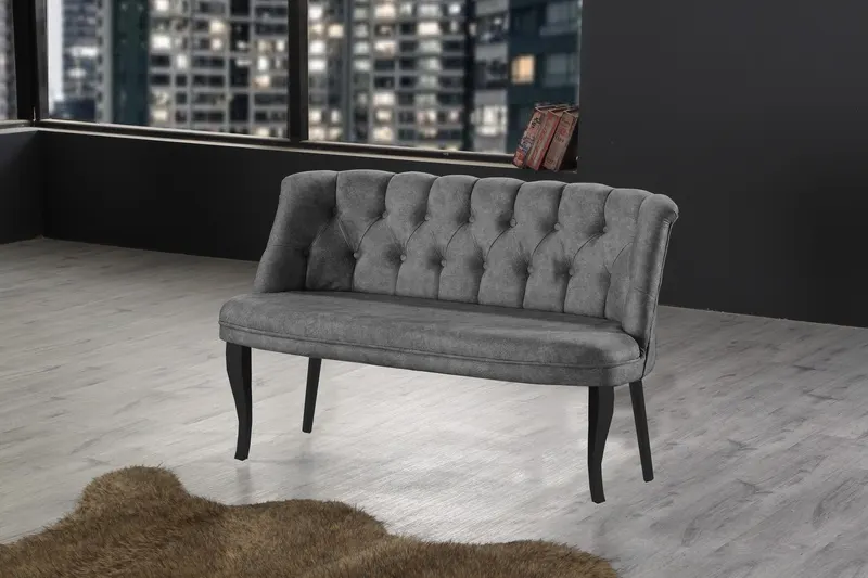 Canapea fixă 2 locuri Roma lemn negru, Diverse culori, 118x48x80 cm - Gri