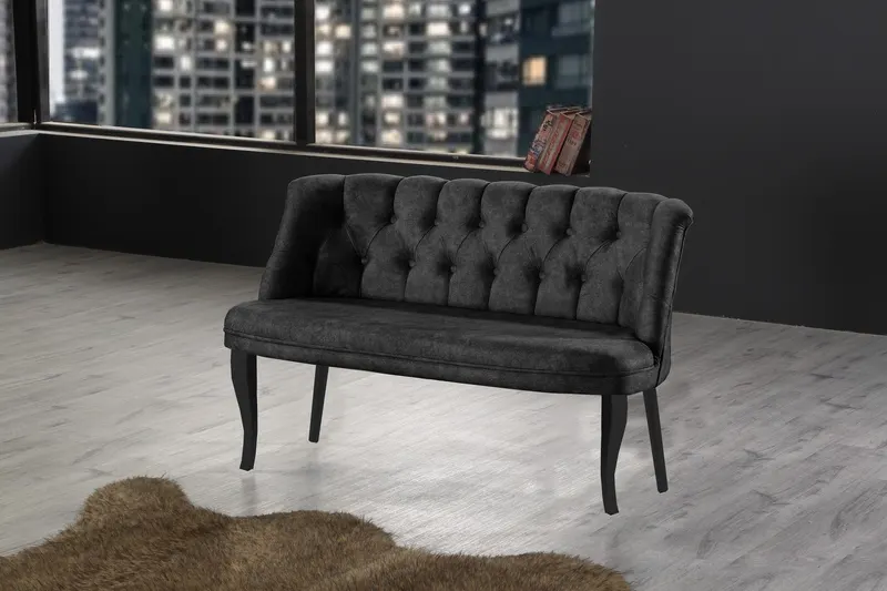Canapea fixă 2 locuri Roma lemn negru, Diverse culori, 118x48x80 cm - Fumuriu