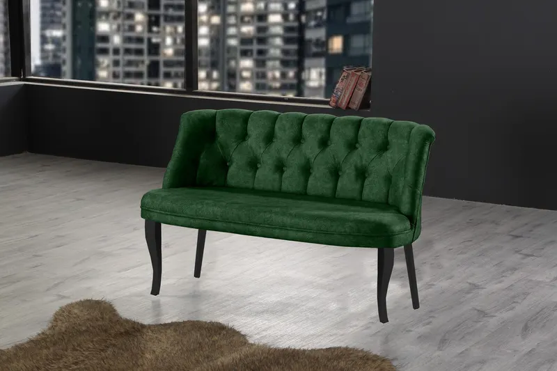 Canapea fixă 2 locuri Roma lemn negru, Diverse culori, 118x48x80 cm - Kaki