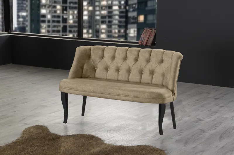 Canapea fixă 2 locuri Roma lemn negru, Diverse culori, 118x48x80 cm - Maro deschis