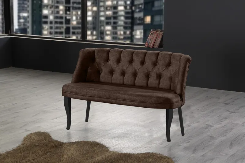 Canapea fixă 2 locuri Roma lemn negru, Diverse culori, 118x48x80 cm - Maro