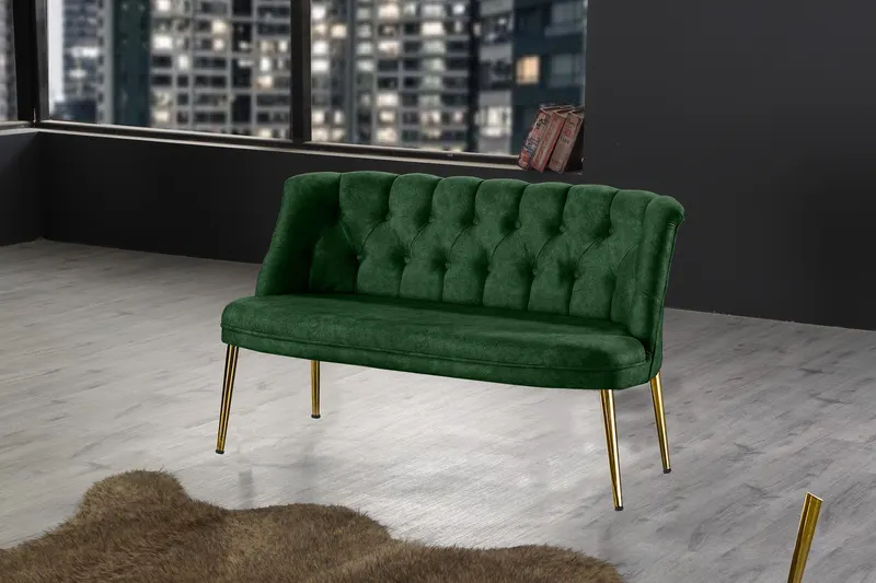 Canapea fixă 2 locuri Roma metal auriu, Diverse culori, 118x48x80 cm - Kaki