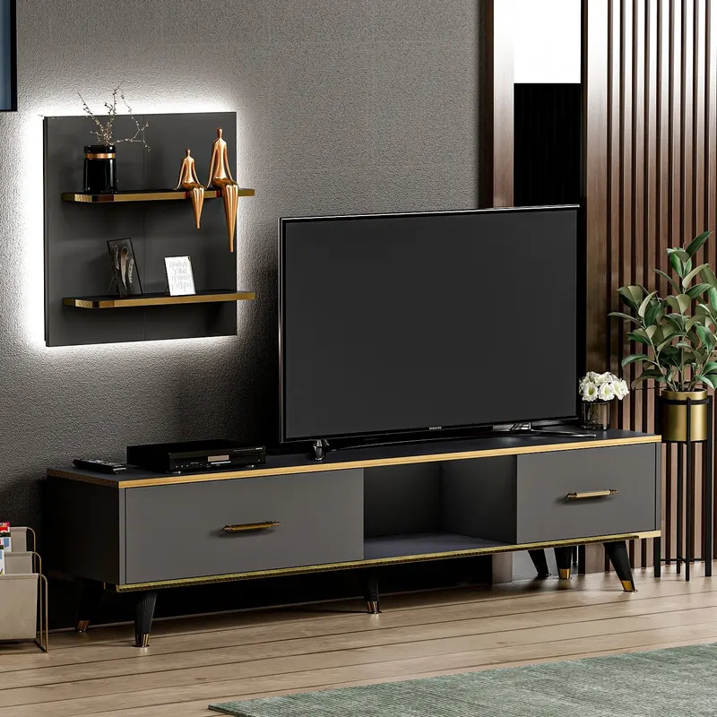 Comodă TV Aren, Diverse culori, 180x35x44 cm - Antracit