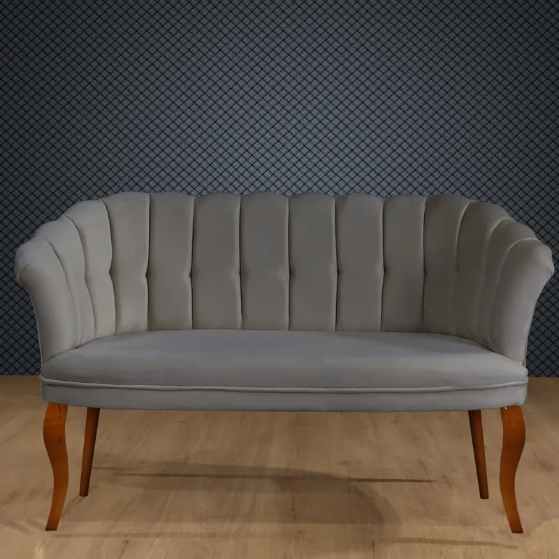 Canapea fixă 2 locuri Daisy lemn nuc, Diverse culori, 103x44x51 cm - Gri