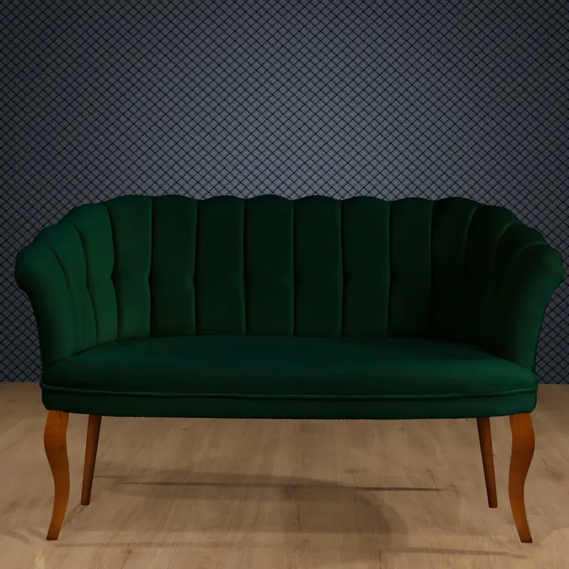 Canapea fixă 2 locuri Daisy lemn nuc, Diverse culori, 103x44x51 cm - Verde