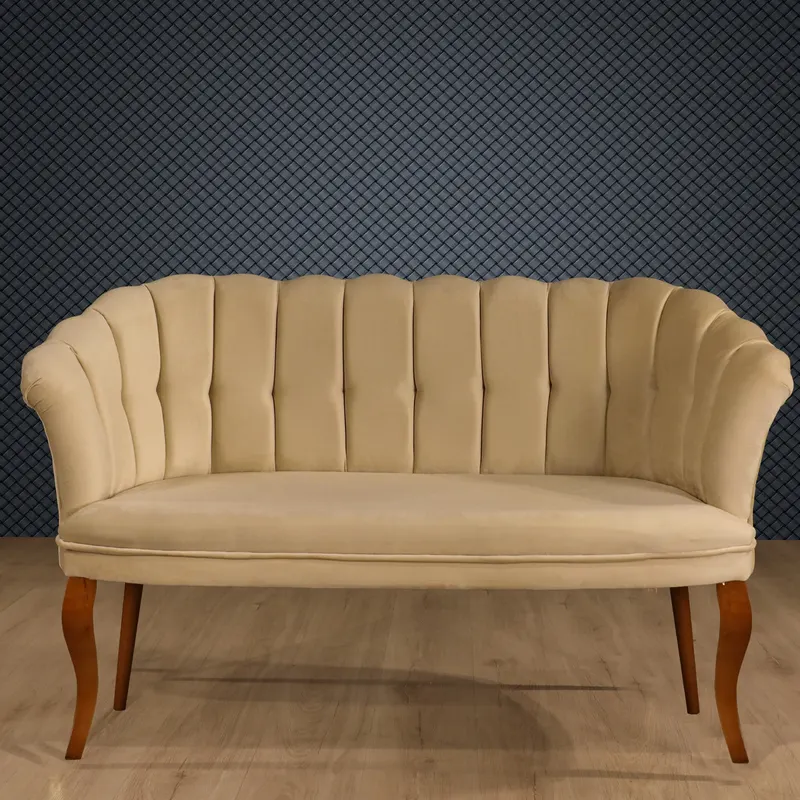 Canapea fixă 2 locuri Daisy lemn nuc, Diverse culori, 103x44x51 cm - Maro deschis