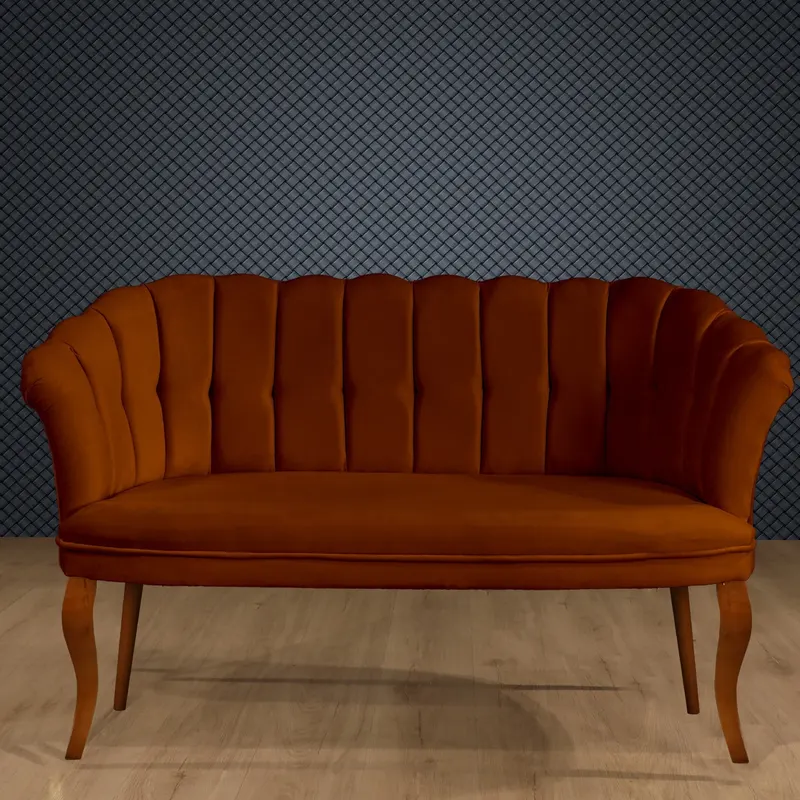 Canapea fixă 2 locuri Daisy lemn nuc, Diverse culori, 103x44x51 cm - Roșu cărămiziu