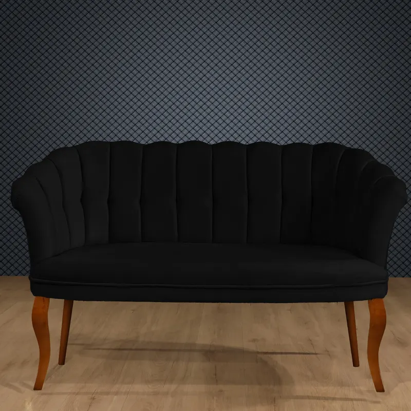 Canapea fixă 2 locuri Daisy lemn nuc, Diverse culori, 103x44x51 cm - Negru