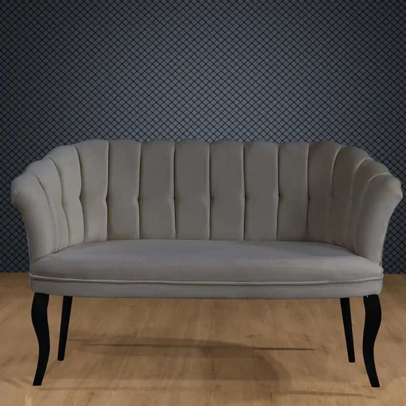 Canapea fixă 2 locuri Daisy lemn negru, Diverse culori, 103x44x51 cm - Gri