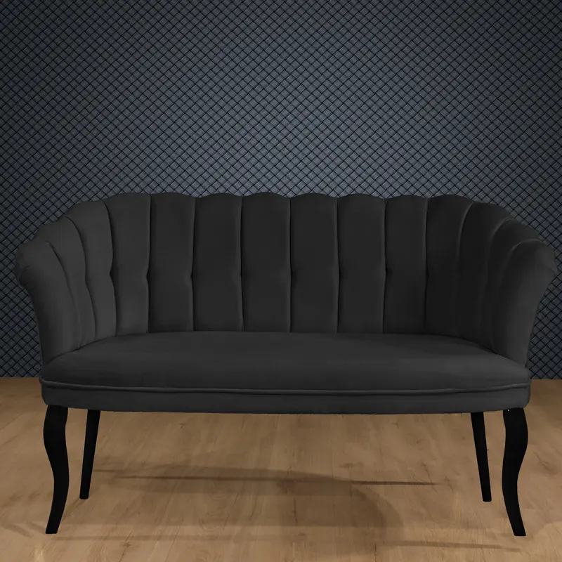 Canapea fixă 2 locuri Daisy lemn negru, Diverse culori, 103x44x51 cm - Fumuriu