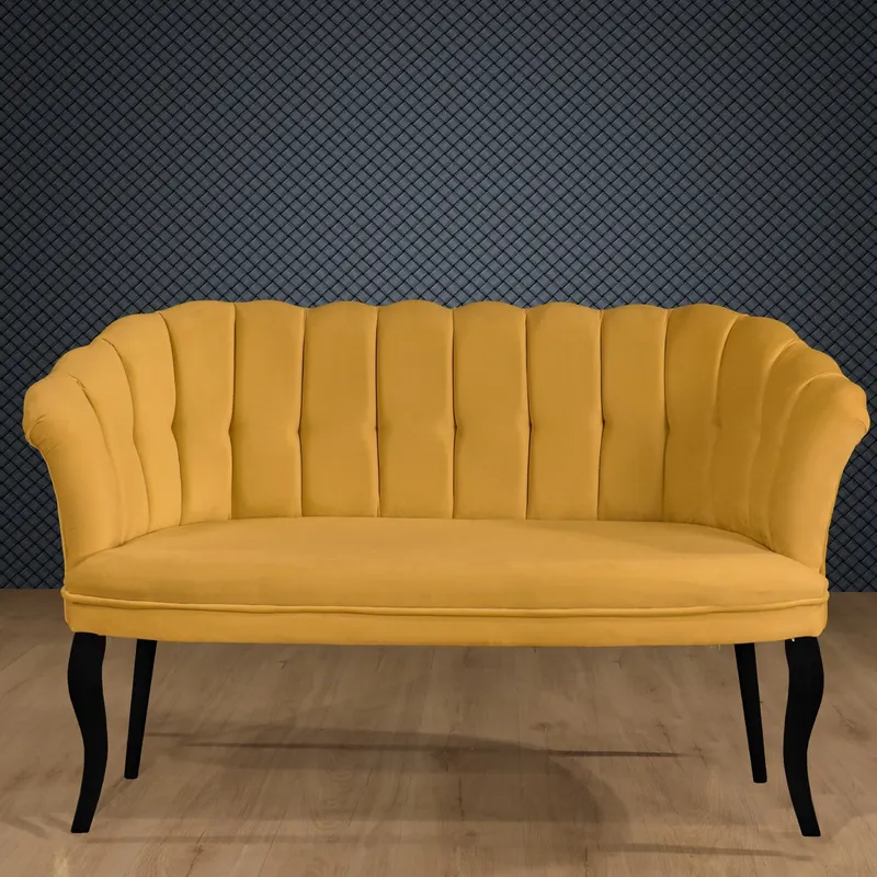 Canapea fixă 2 locuri Daisy lemn negru, Diverse culori, 103x44x51 cm - Muștar