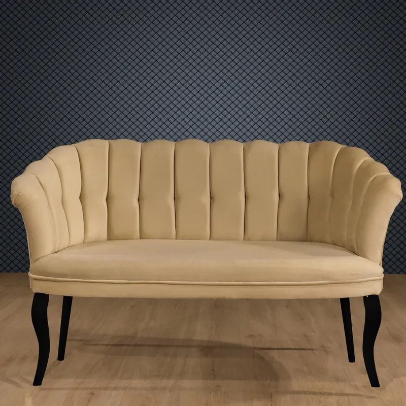 Canapea fixă 2 locuri Daisy lemn negru, Diverse culori, 103x44x51 cm - Maro deschis
