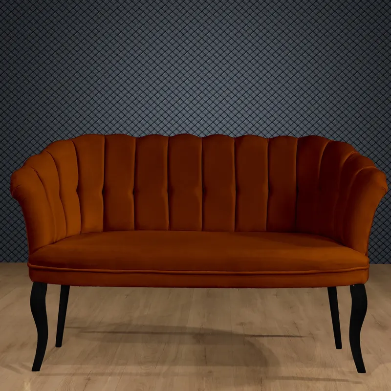 Canapea fixă 2 locuri Daisy lemn negru, Diverse culori, 103x44x51 cm - Roșu cărămiziu