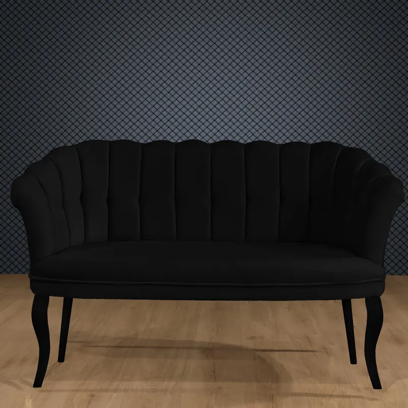 Canapea fixă 2 locuri Daisy lemn negru, Diverse culori, 103x44x51 cm - Negru