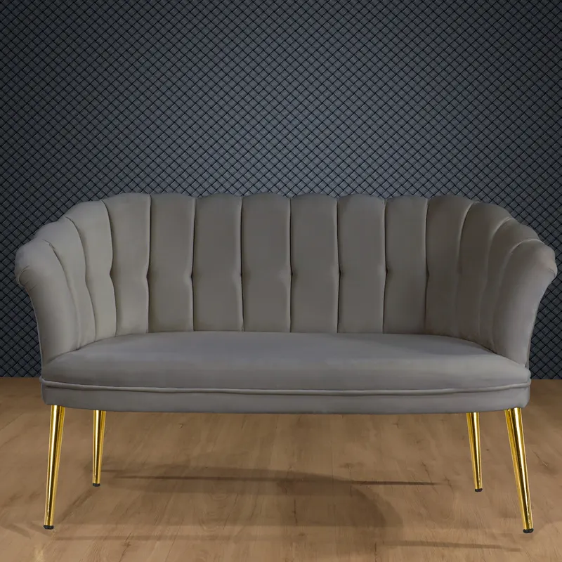Canapea fixă 2 locuri Daisy metal auriu, Diverse culori, 103x44x51 cm - Gri