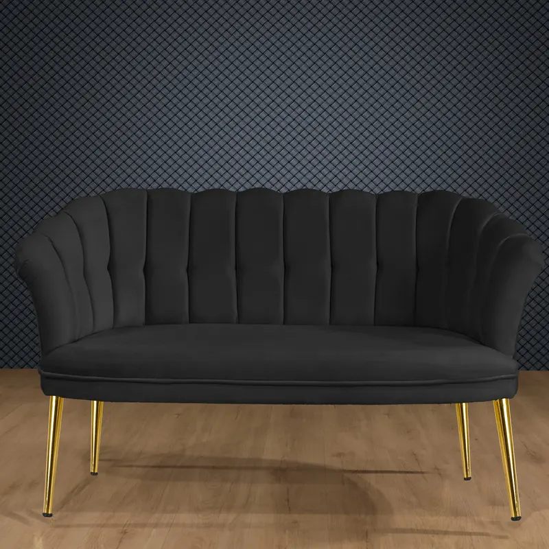 Canapea fixă 2 locuri Daisy metal auriu, Diverse culori, 103x44x51 cm - Fumuriu