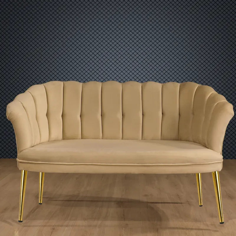 Canapea fixă 2 locuri Daisy metal auriu, Diverse culori, 103x44x51 cm - Maro deschis