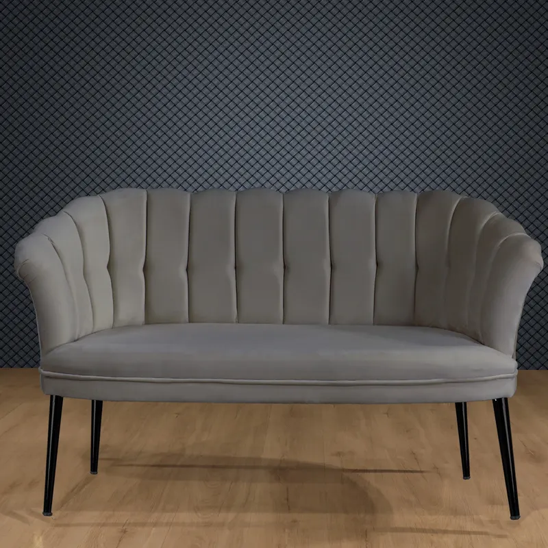 Canapea fixă 2 locuri Daisy metal negru, Diverse culori, 103x44x51 cm - Gri