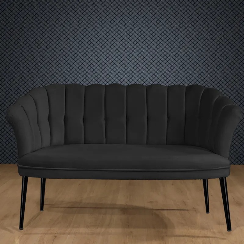 Canapea fixă 2 locuri Daisy metal negru, Diverse culori, 103x44x51 cm - Fumuriu