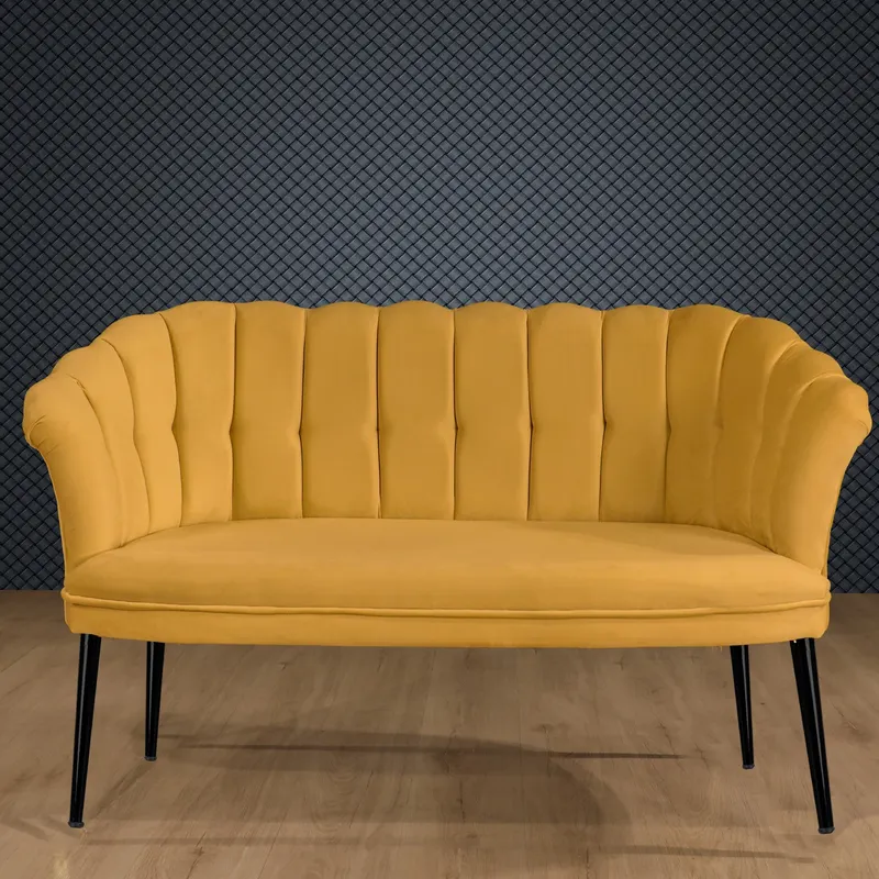 Canapea fixă 2 locuri Daisy metal negru, Diverse culori, 103x44x51 cm - Muștar