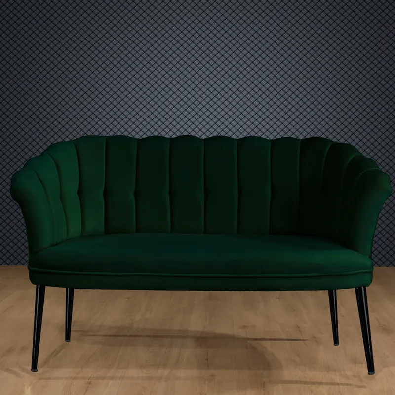 Canapea fixă 2 locuri Daisy metal negru, Diverse culori, 103x44x51 cm - Verde