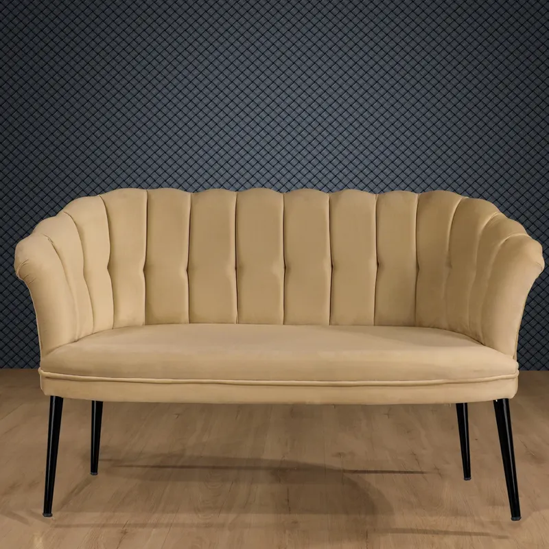 Canapea fixă 2 locuri Daisy metal negru, Diverse culori, 103x44x51 cm - Maro deschis
