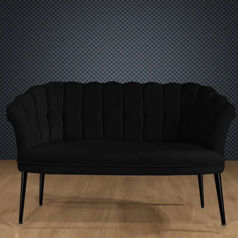 Canapea fixă 2 locuri Daisy metal negru, Diverse culori, 103x44x51 cm - Negru