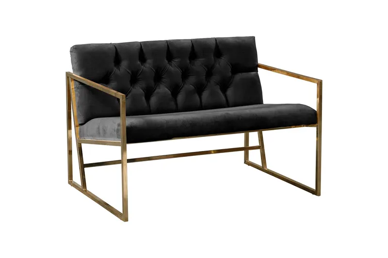 Canapea fixă 2 locuri Oslo auriu, Diverse culori, 109x75x74 cm - Negru