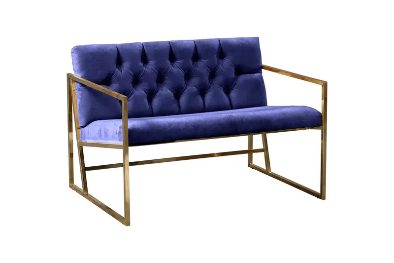 Canapea fixă 2 locuri Oslo auriu, Diverse culori, 109x75x74 cm - Albastru închis