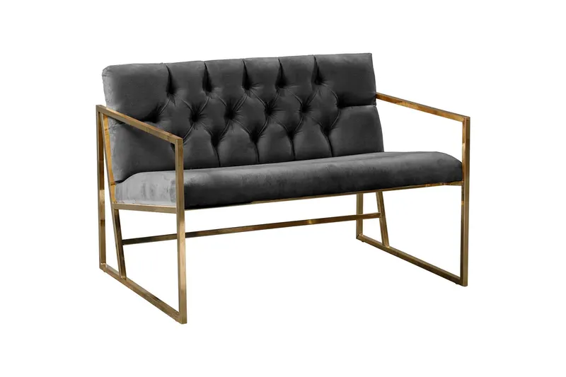 Canapea fixă 2 locuri Oslo auriu, Diverse culori, 109x75x74 cm - Fumuriu