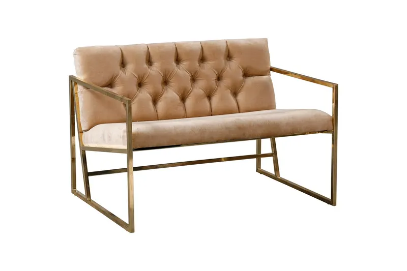 Canapea fixă 2 locuri Oslo auriu, Diverse culori, 109x75x74 cm - Maro deschis