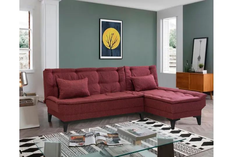 Canapea extensibilă de colț Santo-S, Diverse culori, 225x85x86 cm - Bordo