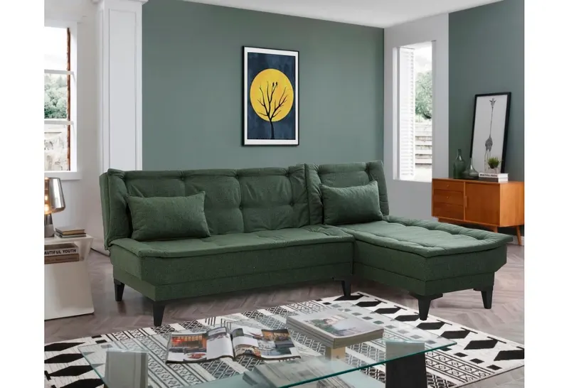 Canapea extensibilă de colț Santo-S, Diverse culori, 225x85x86 cm - Verde