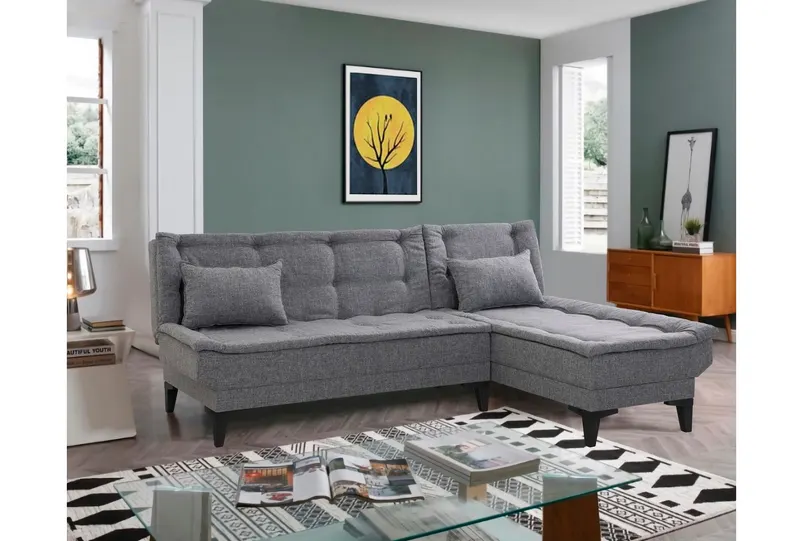 Canapea extensibilă de colț Santo-S, Diverse culori, 225x85x86 cm - Gri închis