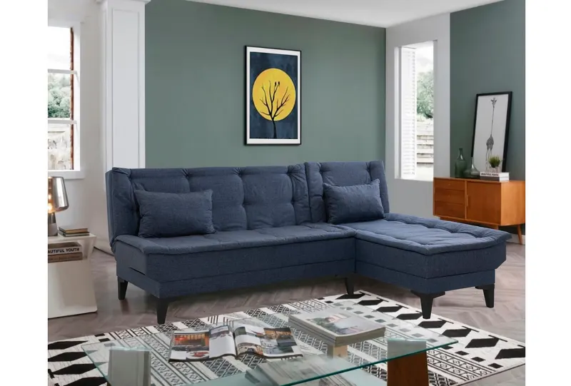 Canapea extensibilă de colț Santo-S, Diverse culori, 225x85x86 cm - Bleumarin