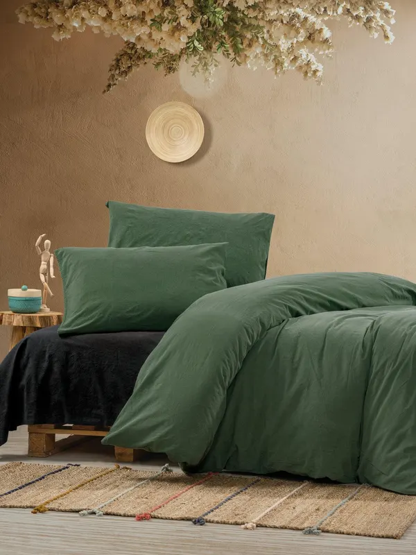 Set lenjerie de pat dublă Crash, Diverse culori, 240x260 cm - Verde - Negru