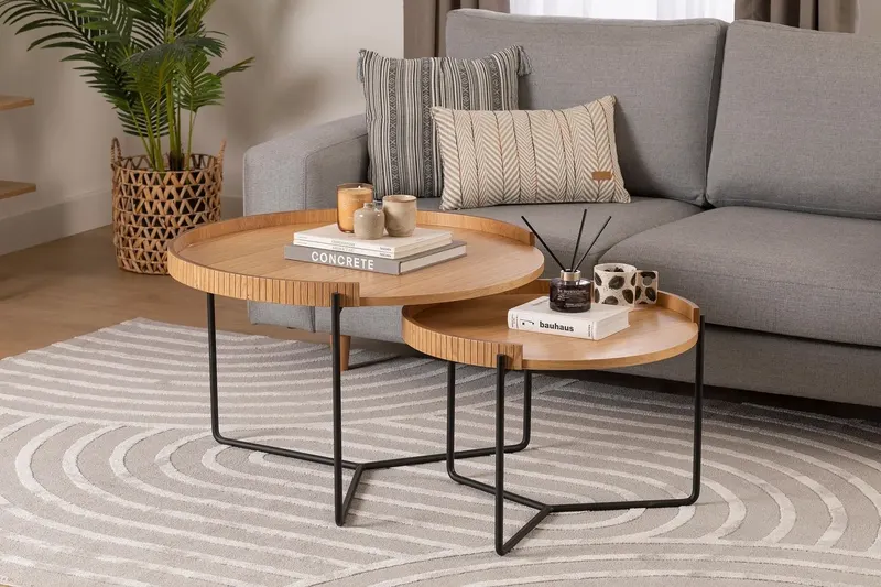 Set 2 măsuțe de cafea Mandy, Diverse culori, 60x80x51 cm - Natur