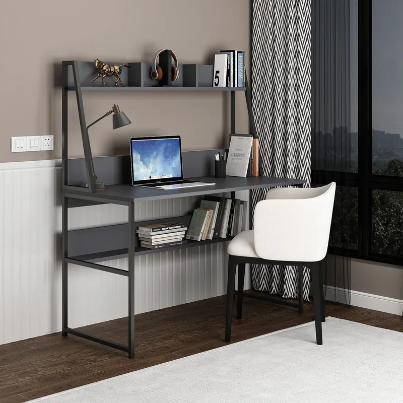 Birou Majestic, Diverse culori, 120x60x140 cm - Antracit - Negru