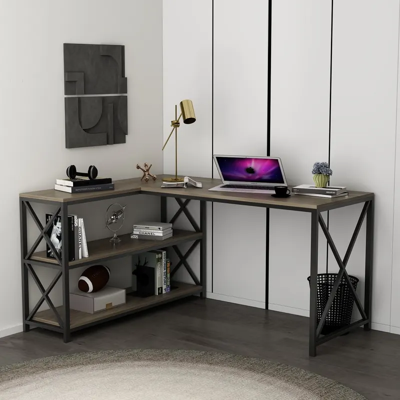 Birou Flexy L, Diverse culori, 150x120x75 cm - Maro - Negru