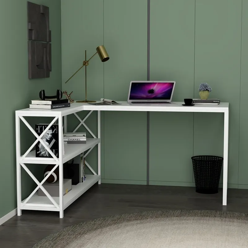 Birou Flexy L, Diverse culori, 150x120x75 cm - Alb